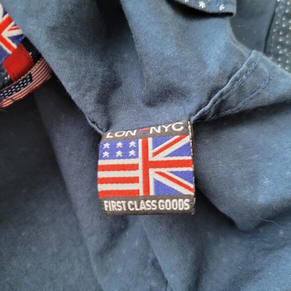 Lon NYC Star Pattern Short Sleeve Button Up Shirt Medium - Picture 10 of 11